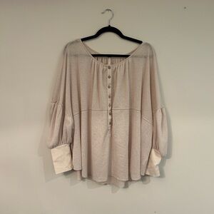 Free People Cream Button-Down Blouse
